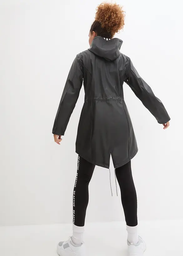wasserabweisende Regenjacke in schwarz von hinten (im Anschnitt) - bonprix