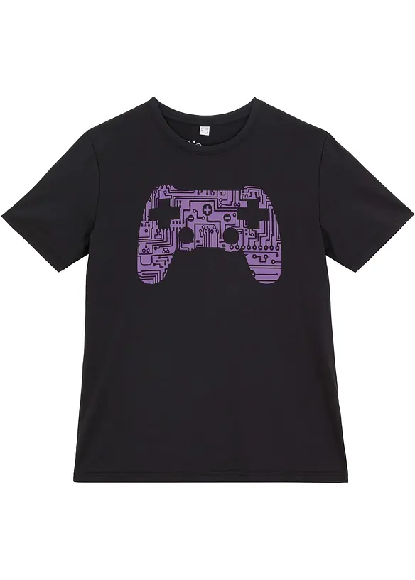 T-Shirt aus reiner Bio-Baumwolle in schwarz von vorne - bonprix