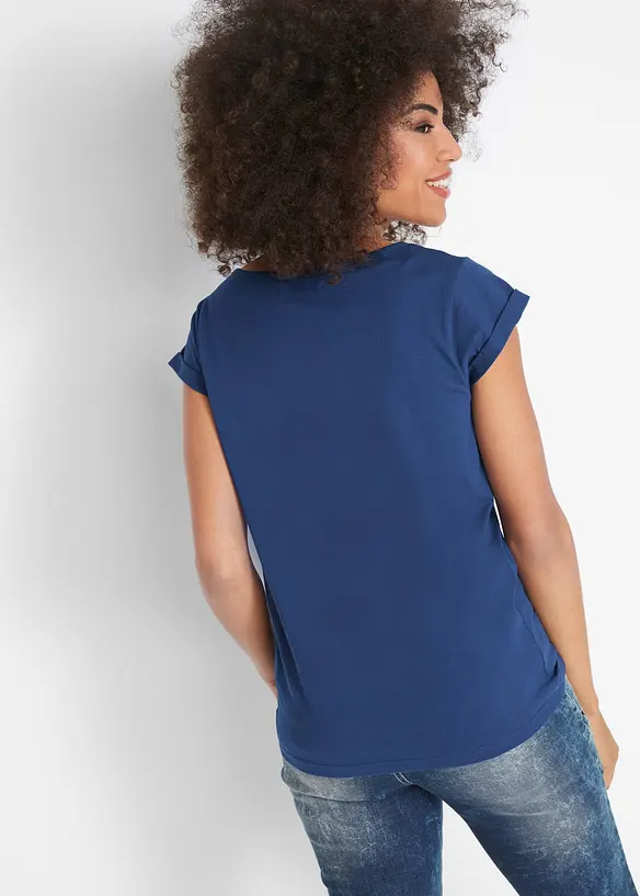T-Shirt aus reiner Baumwolle in blau von hinten (im Anschnitt) - bonprix