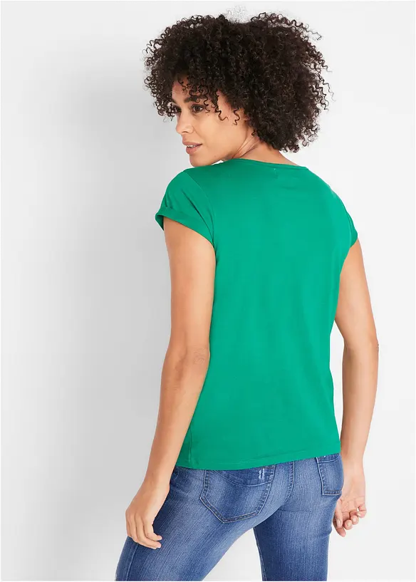 T-Shirt aus reiner Baumwolle in grün von hinten (im Anschnitt) - bonprix