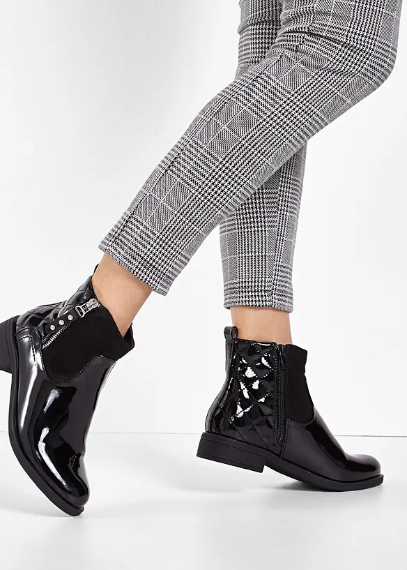 Stiefeletten in Lack-Optik in schwarz - bonprix