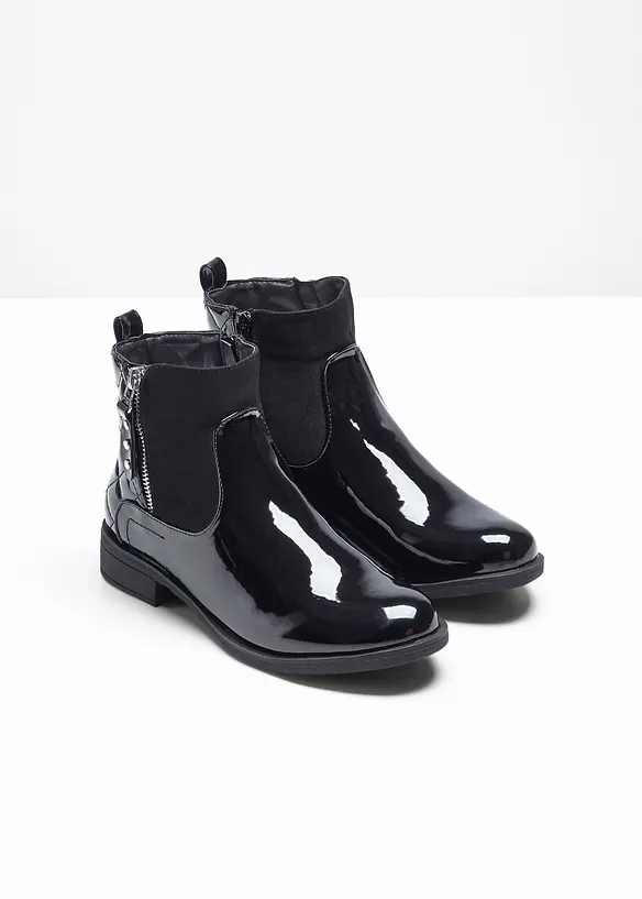 Stiefeletten in Lack-Optik in schwarz - bonprix