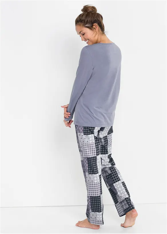 Pyjama aus reiner Bio-Baumwolle in blau von hinten (Totalaufnahme) - bonprix