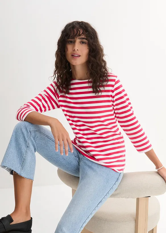Shirt mit U-Boot-Ausschnitt in rot von vorne (im Anschnitt) - bonprix