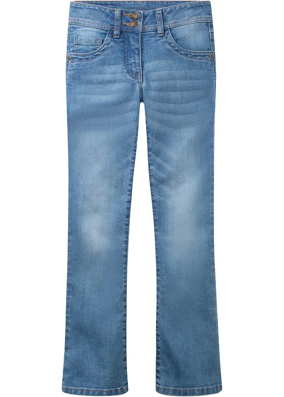 Bootcut-Jeans Mid Waist in blau von vorne - bonprix