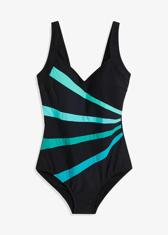 Medium Shape-Badeanzug mit Einsätzen in schwarz von vorne - bonprix