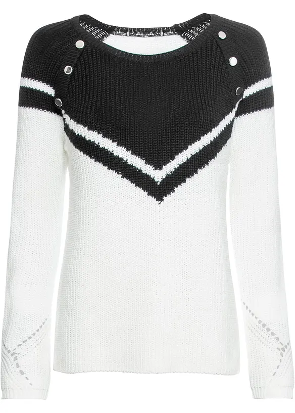 Pullover mit Knöpfen in schwarz von vorne - bonprix Pullover mit Knöpfen in schwarz von vorne - bonprix
