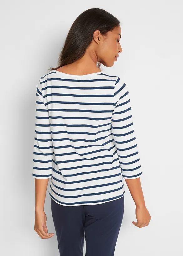 Langarmshirt mit reiner Bio-Baumwolle in weiß von hinten (im Anschnitt) - bonprix