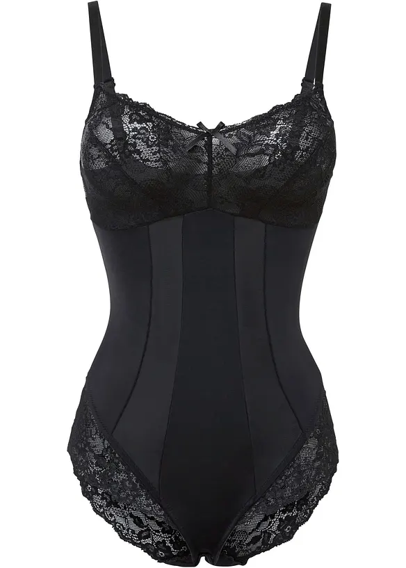 Medium Shape Body mit Spitze in schwarz von vorne - bonprix