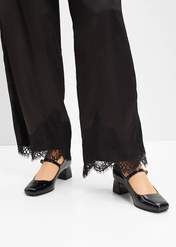 Spangenpumps in Lack-Optik in schwarz - bonprix