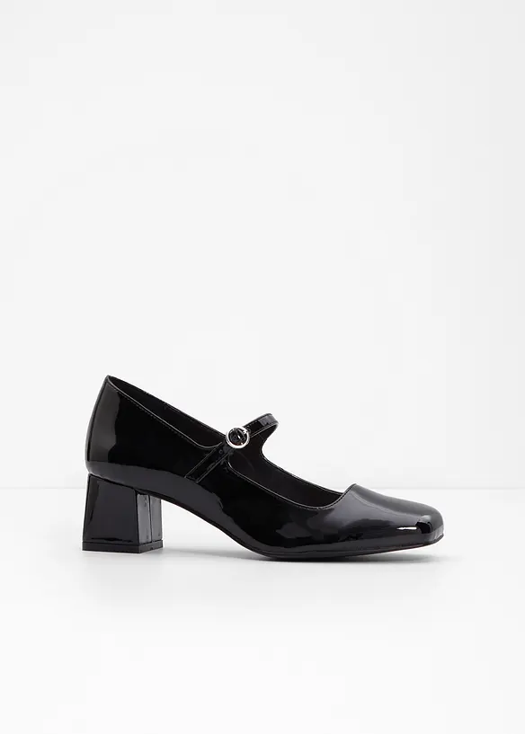 Spangenpumps in Lack-Optik in schwarz - bonprix