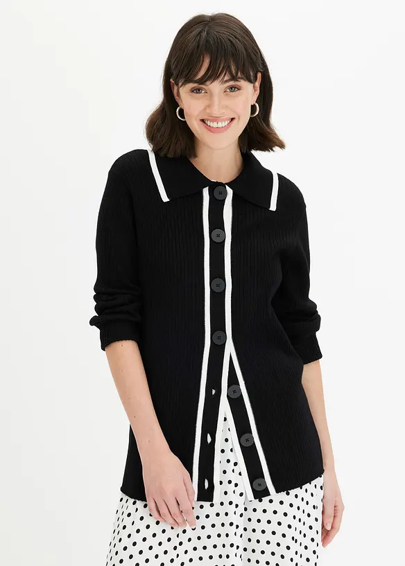 Smart Cardigan in schwarz von vorne (im Anschnitt) - bonprix Smart Cardigan in schwarz von vorne (im Anschnitt) - bonprix