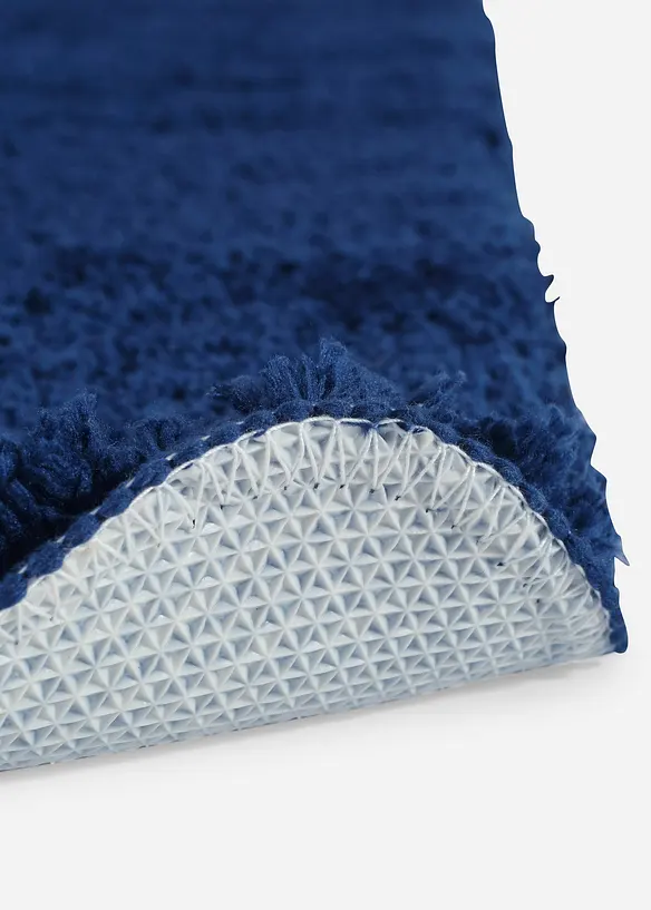Getuftete Uni-Badematte mit hohem Flor in blau Detailaufnahme vom Material - bonprix