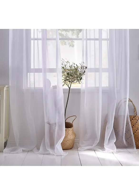 Transparente Gardinen aus feinem Voile (2er Pack) in weiß (Ambiente) - bonprix