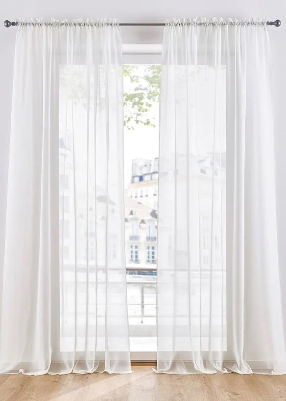 Transparente Gardinen aus feinem Voile (2er Pack) in weiß - bonprix