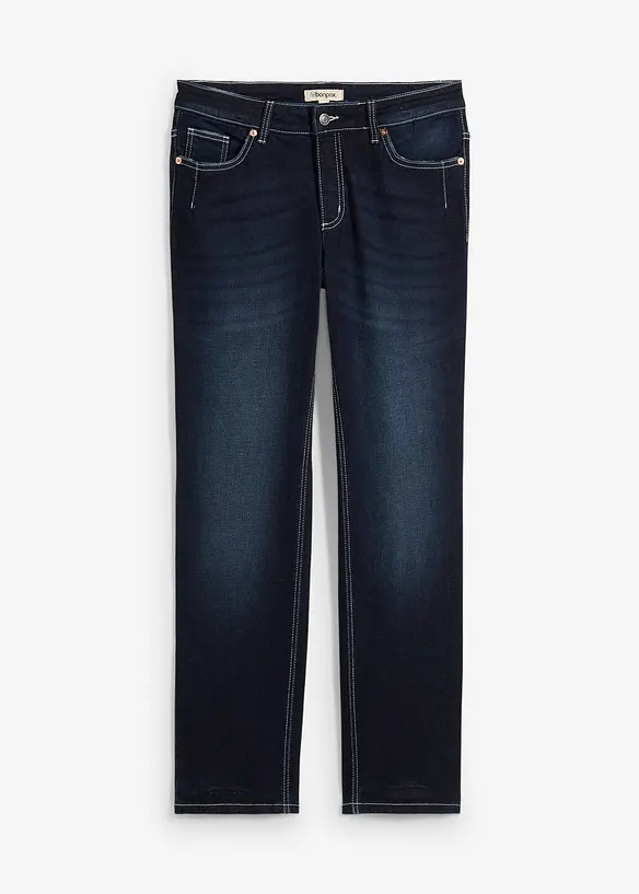 Straight Jeans Mid Waist, Stretch in blau von vorne - bonprix