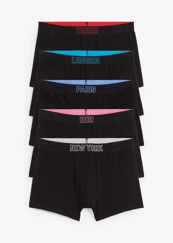 Boxershorts eng mit Baumwolle (5er Pack) in schwarz von vorne - bonprix