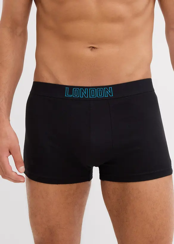 Boxershorts eng mit Baumwolle (5er Pack) in schwarz von vorne - bonprix