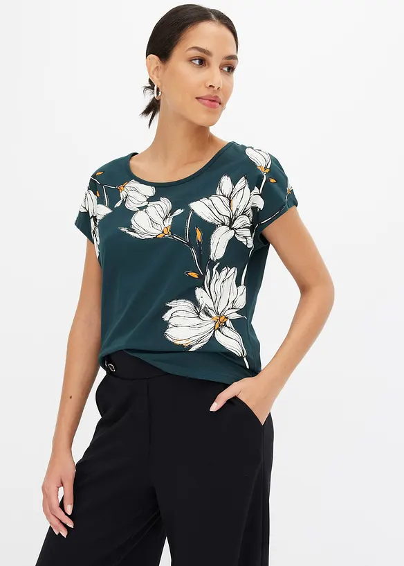 Shirt in grün von vorne (im Anschnitt) - bonprix