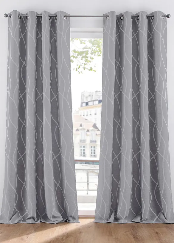 Jacquard Vorhang (1er Pack) in grau - bonprix