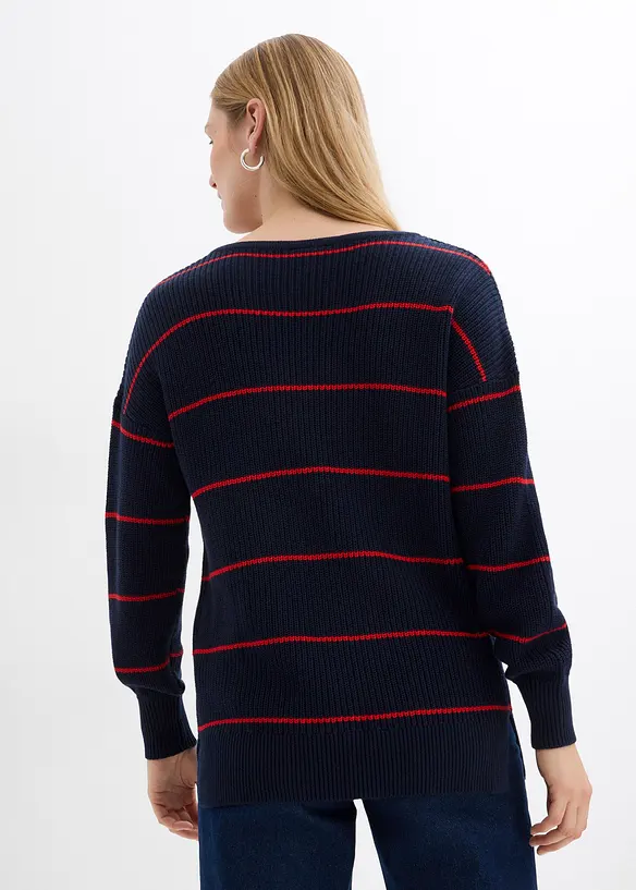 Oversize-Pullover in blau von hinten (im Anschnitt) - bonprix