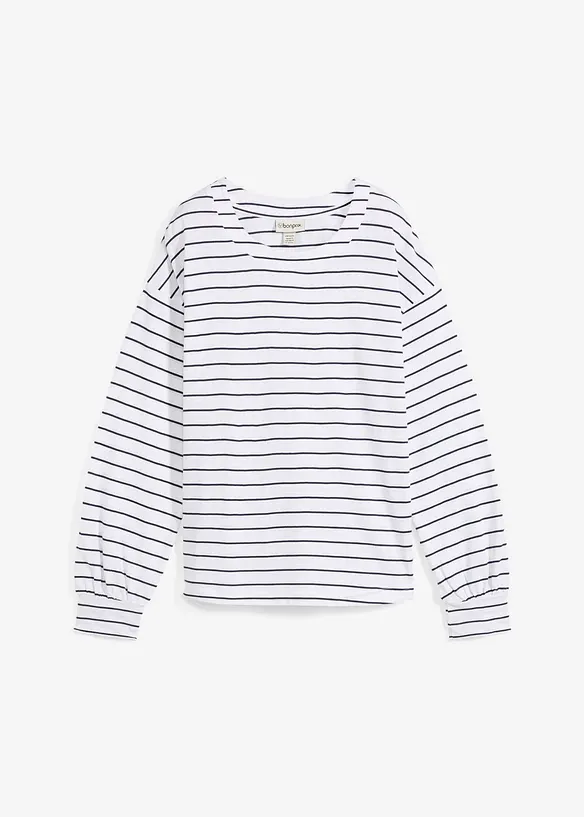 Langarmshirt aus reiner Bio-Baumwolle in weiß von vorne - bonprix