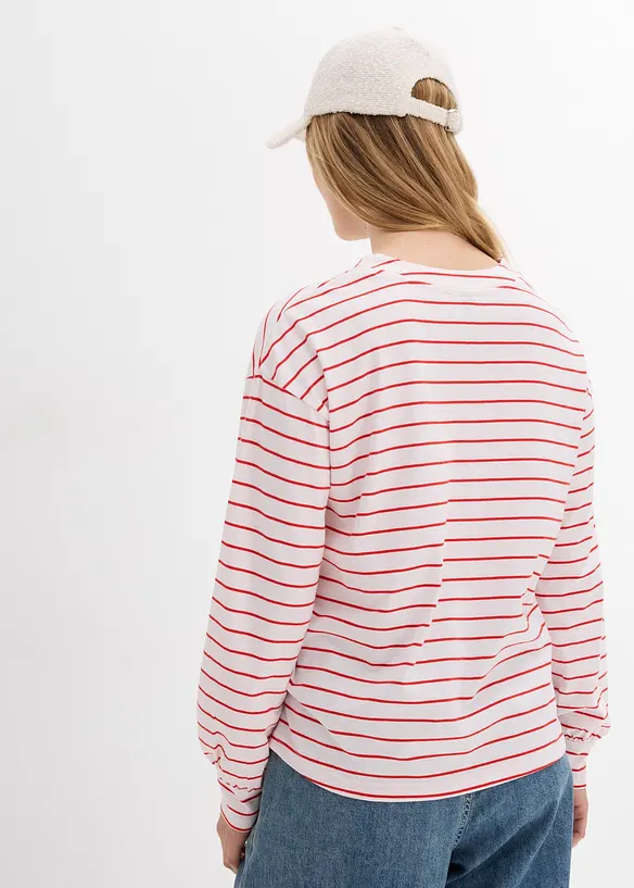 Langarmshirt aus reiner Bio-Baumwolle in weiß von hinten (im Anschnitt) - bonprix Langarmshirt aus reiner Bio-Baumwolle in weiß von hinten (im Anschnitt) - bonprix