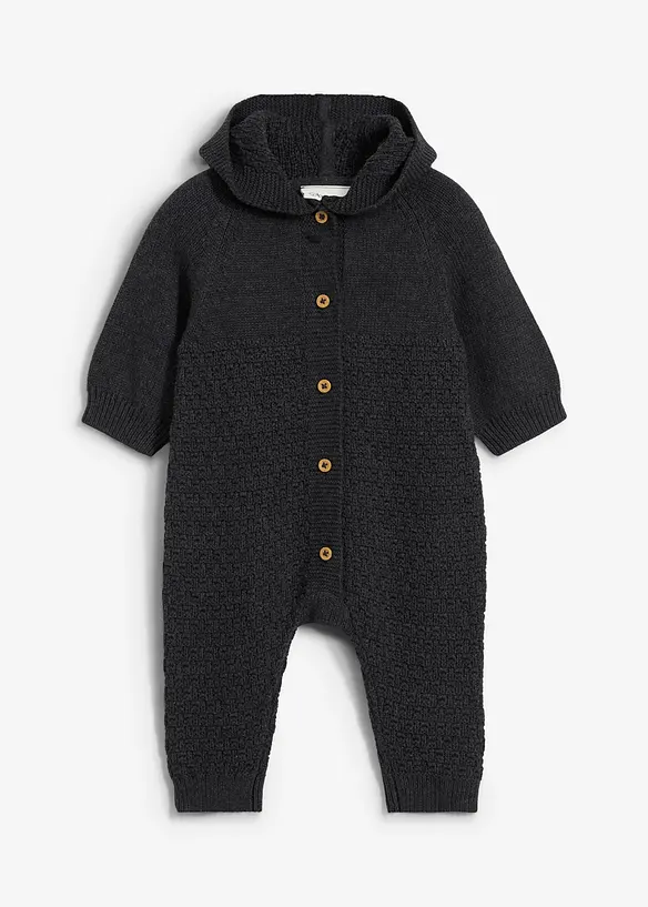 Gestrickter Overall in grau von vorne - bonprix