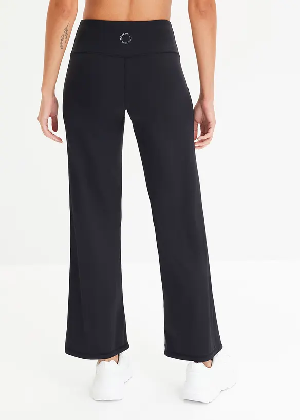 Komfort-Sport-Leggings, gerades Bein, schnelltrocknend in schwarz von hinten - bonprix
