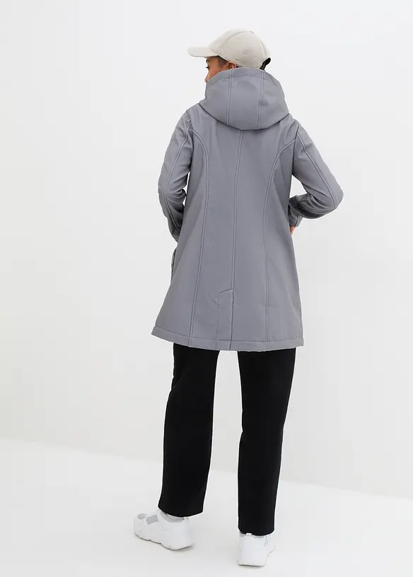 Softshell-Parka mit Kapuze in grau von hinten (im Anschnitt) - bonprix