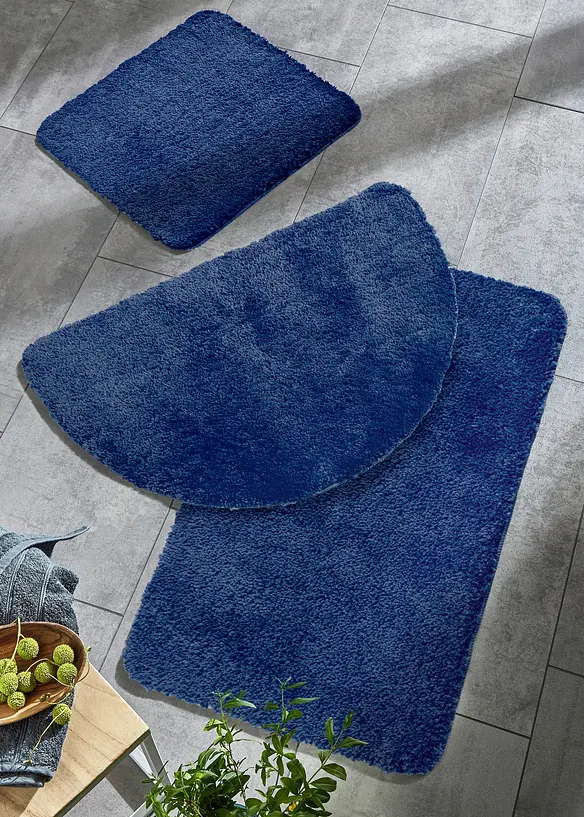 Getuftete Uni-Badematte mit hohem Flor in blau - bonprix
