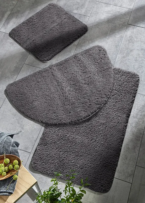 Getuftete Uni-Badematte mit hohem Flor in grau - bonprix