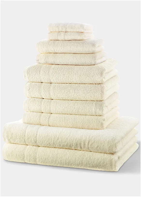 Baumwoll-Handtuch Set (10-tlg. Set) in beige - bonprix