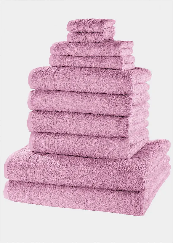 Baumwoll-Handtuch Set (10-tlg. Set) in rosa - bonprix