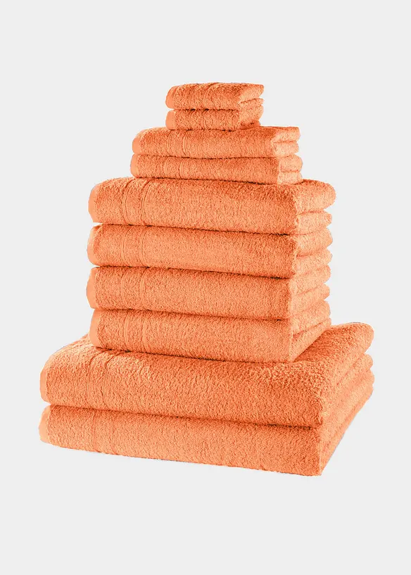 Baumwoll-Handtuch Set (10-tlg. Set) in orange - bonprix