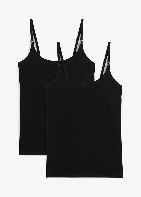 Stilltops aus Bio-Baumwolle (2er Pack) in schwarz von vorne - bonprix Stilltops aus Bio-Baumwolle (2er Pack) in schwarz von vorne - bonprix