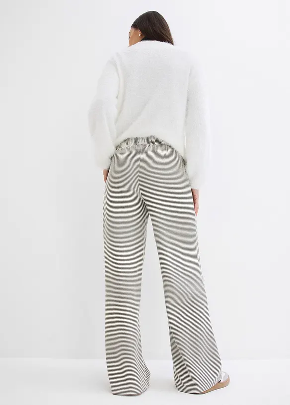 Gestreifte Jersey-Hose mit Kordelzug aus Baumwoll-Mix in schwarz von hinten - bonprix Gestreifte Jersey-Hose mit Kordelzug aus Baumwoll-Mix in schwarz von hinten - bonprix
