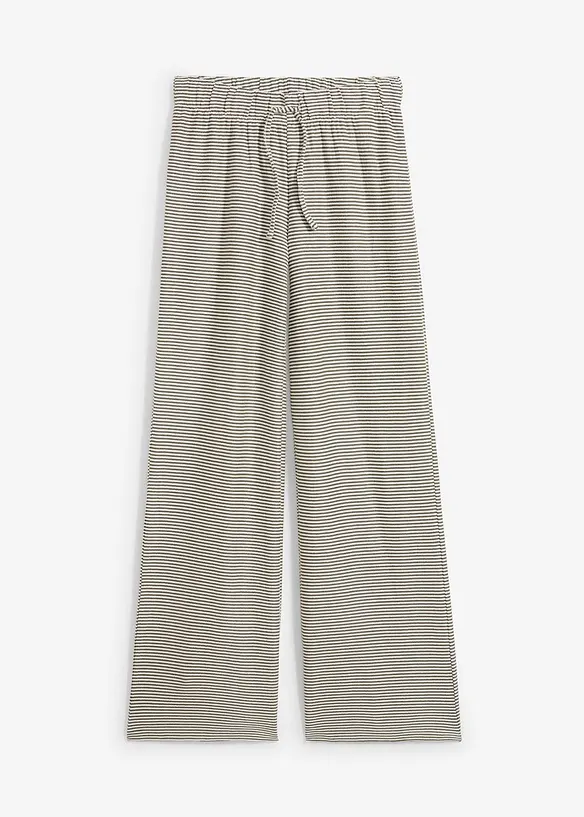 Gestreifte Jersey-Hose mit Kordelzug aus Baumwoll-Mix in schwarz von vorne - bonprix Gestreifte Jersey-Hose mit Kordelzug aus Baumwoll-Mix in schwarz von vorne - bonprix