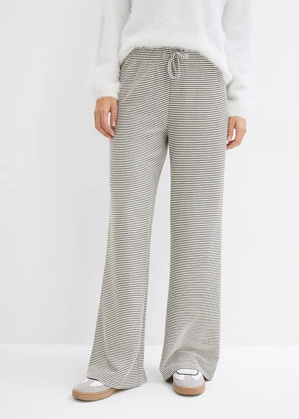 Gestreifte Jersey-Hose mit Kordelzug aus Baumwoll-Mix in schwarz von vorne - bonprix Gestreifte Jersey-Hose mit Kordelzug aus Baumwoll-Mix in schwarz von vorne - bonprix