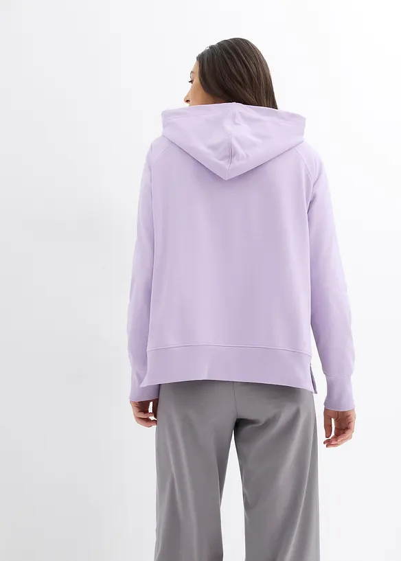 Hoodie mit Seitenschlitzen in lila von hinten (im Anschnitt) - bonprix