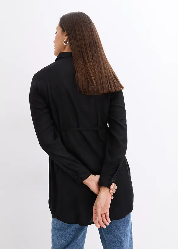 Umstandsbluse und Stillbluse aus Viskose in schwarz von hinten (im Anschnitt) - bonprix