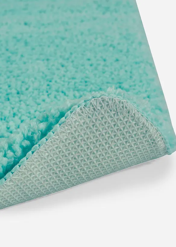 Getuftete Uni-Badematte mit hohem Flor in blau Detailaufnahme vom Material - bonprix