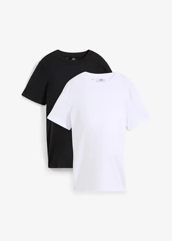 Umstandsshirts aus Bio-Baumwolle (2er Pack) in schwarz von vorne - bonprix Umstandsshirts aus Bio-Baumwolle (2er Pack) in schwarz von vorne - bonprix