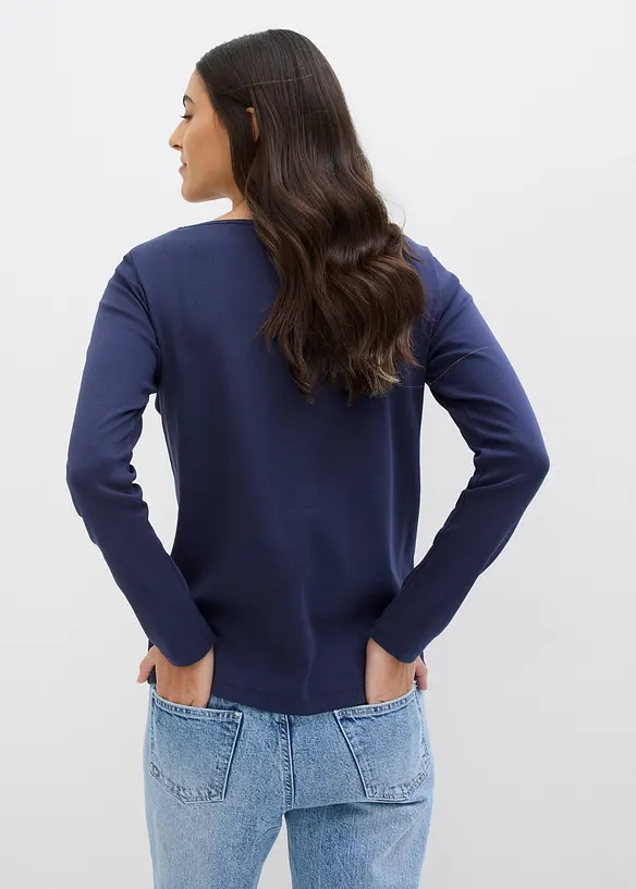 Rundhalsshirt aus reiner Bio-Baumwolle in blau von hinten (im Anschnitt) - bonprix Rundhalsshirt aus reiner Bio-Baumwolle in blau von hinten (im Anschnitt) - bonprix