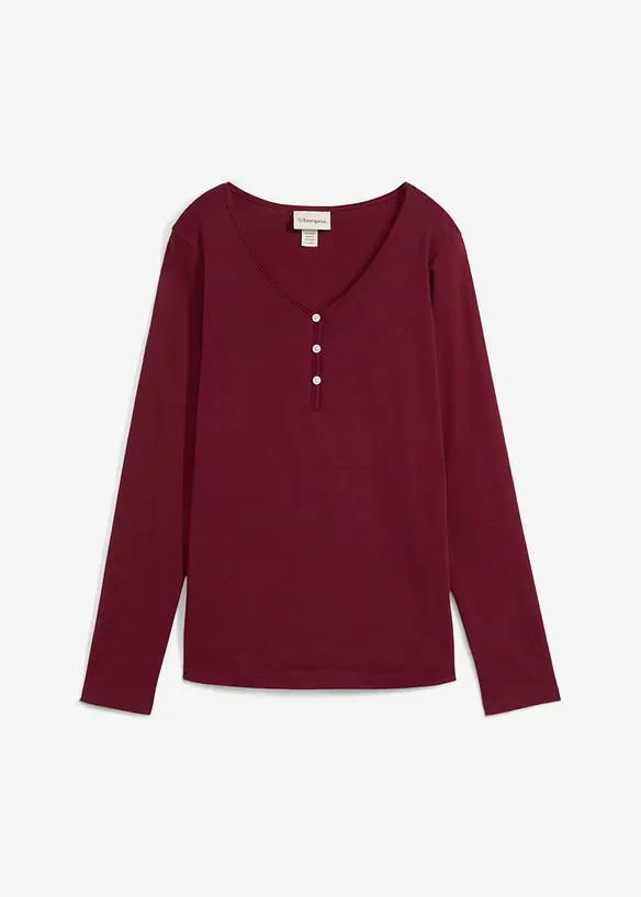 Langarmshirt aus reiner Bio-Baumwolle in rot von vorne - bonprix