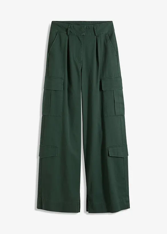 Cargohose aus reiner Baumwolle in grün von vorne - bonprix