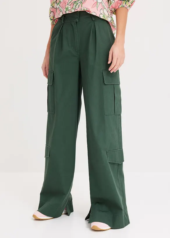 Cargohose aus reiner Baumwolle in grün von vorne - bonprix