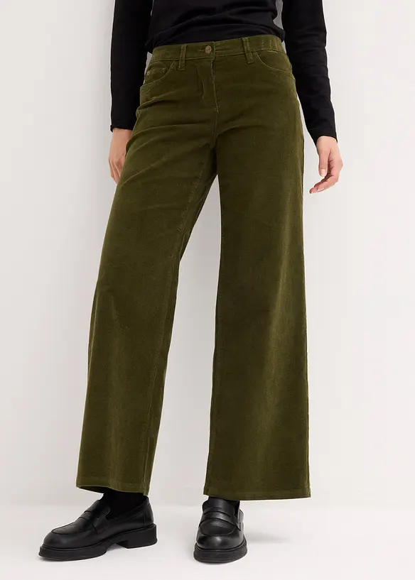 Marlene-Cordhose aus Baumwoll-Mix in grün von vorne - bonprix Marlene-Cordhose aus Baumwoll-Mix in grün von vorne - bonprix