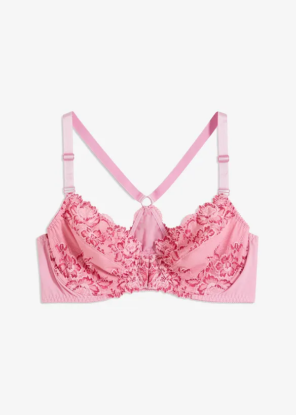 Vorderverschluss-BH aus zarter Spitze in rosa von vorne - bonprix