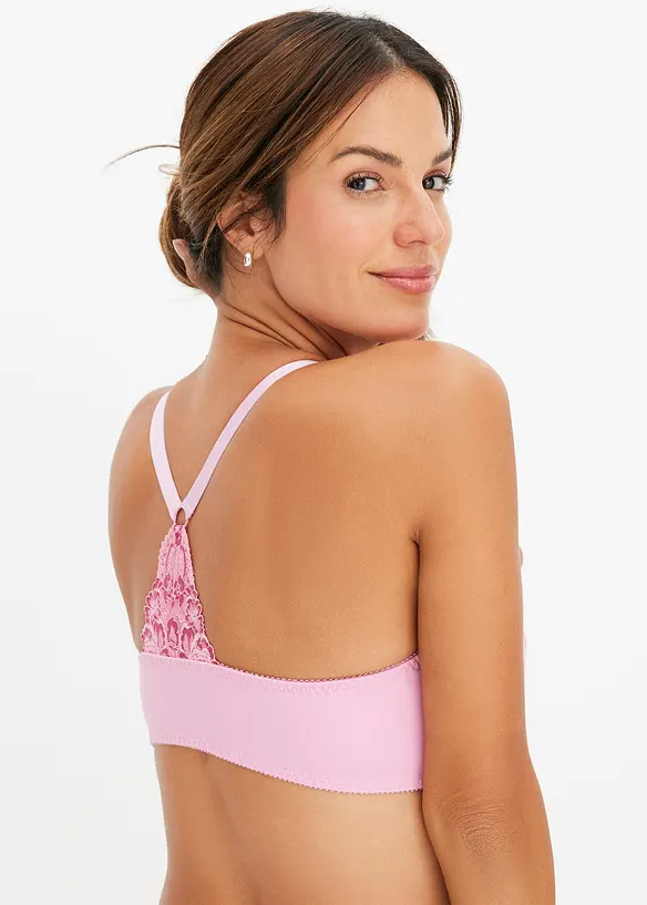 Vorderverschluss-BH aus zarter Spitze in rosa von hinten (im Anschnitt) - bonprix